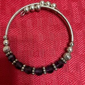 Elegant Silver and Purple Beaded Bracelet